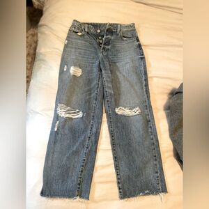 Etica Light Blue Distressed Straight Leg Jeans